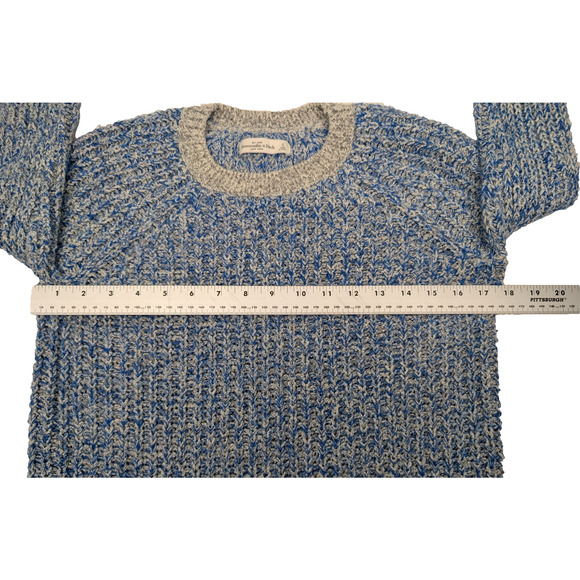 Abercrombie & Fitch Women's Sweater Size Small Blue Gray Pullover Striped Crew - Picture 4 of 6